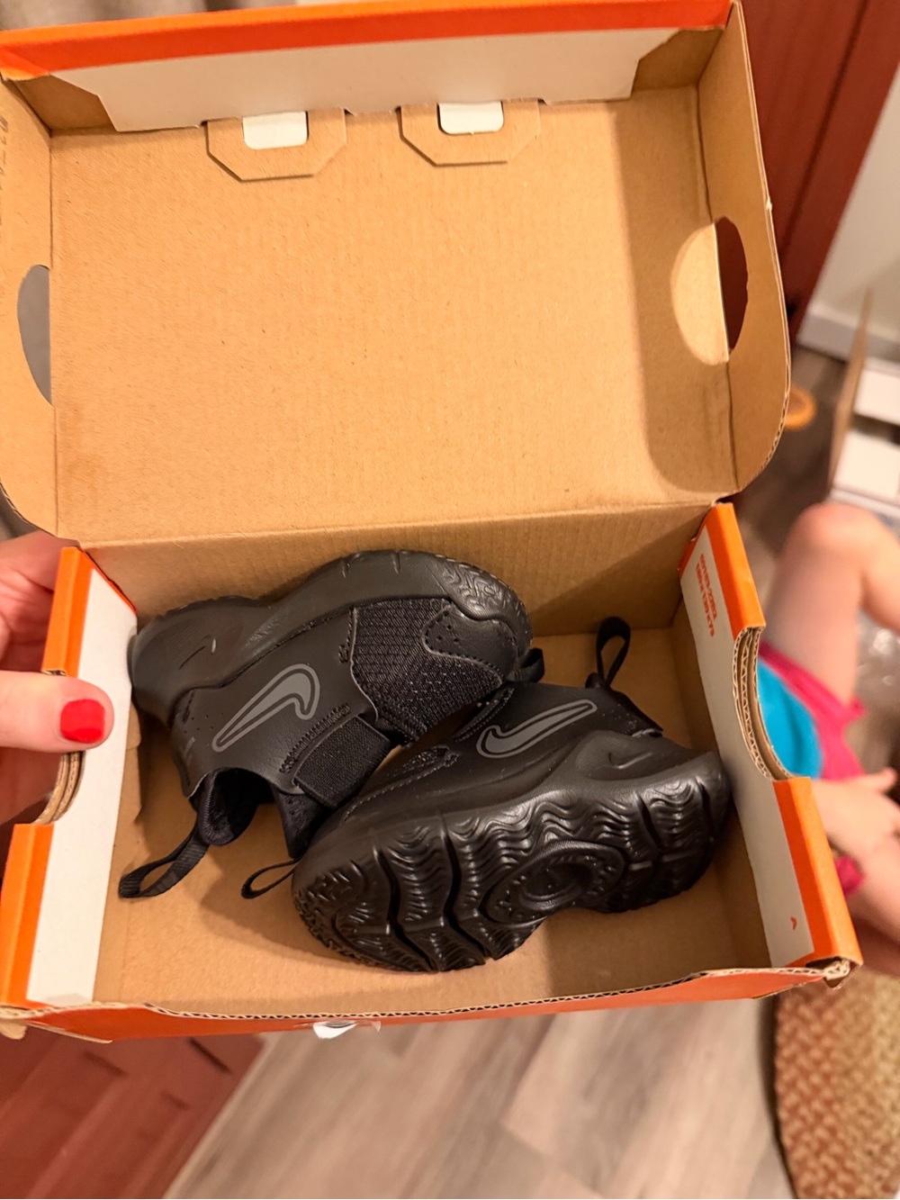 Nike Kids Black Slip-On Athletic Sneakers with Reflective Swoosh